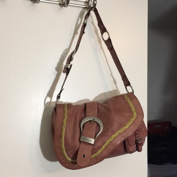 Christian Dior maroon/pink leather saddle gaucho purse - Picture 2 of 10